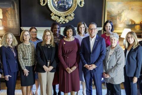 Dr. Susan Domchek standing with other award winners and Governor Shapiro